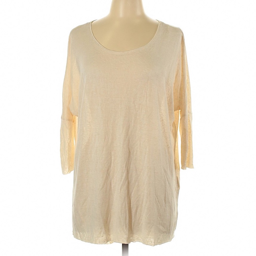 Angie High/Low Long Sleeve Comfy Tee - Cream Small NEW WITH TAGS